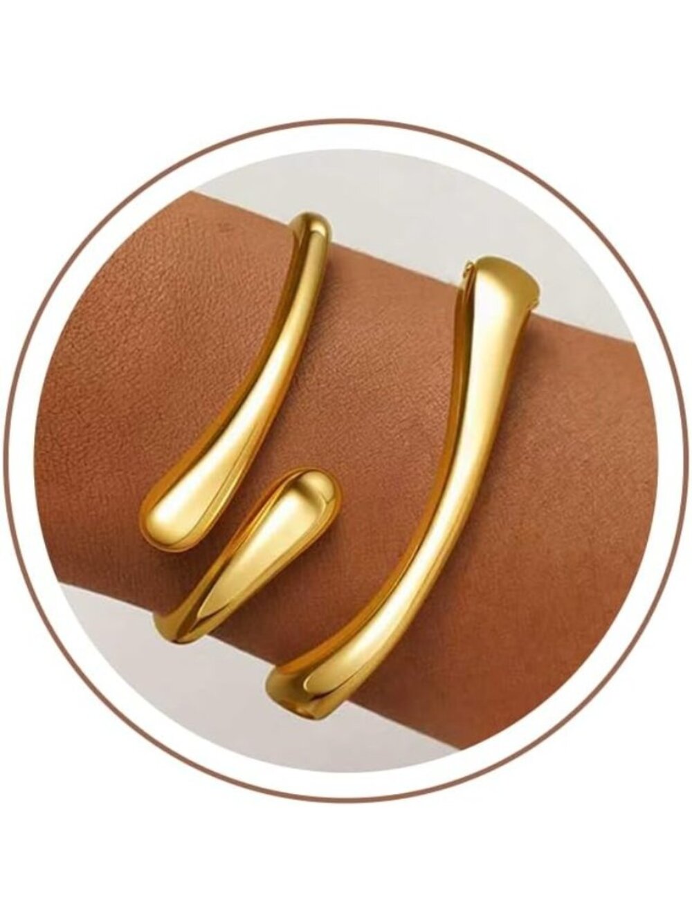 Women's 2 Pcs 18 Gold Plated Bangle Set Chunky Twist Cuff Waterproof Bracelet